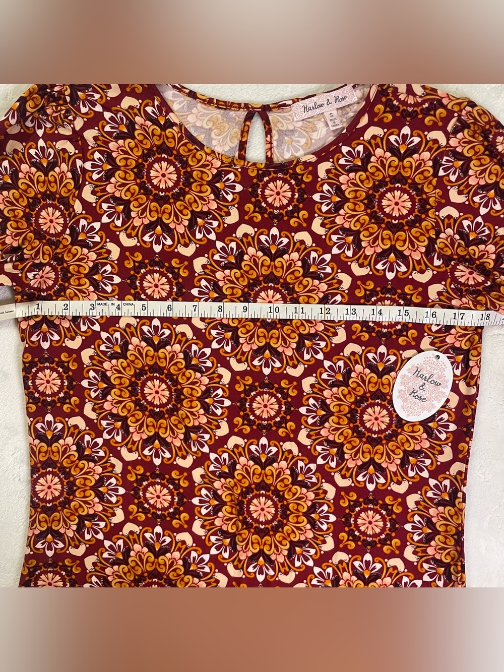 NWT Harlow & Rose Retro Style Long Sleeve Hippie Dress size S - Picture 7 of 12